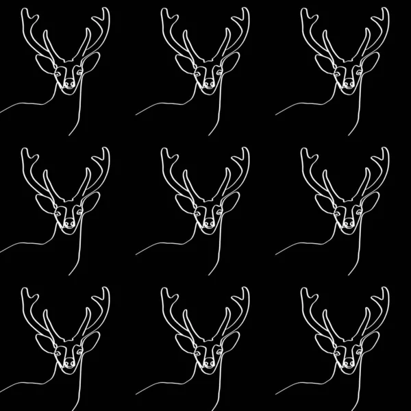 Cerf Une Tête Cerf Dessinée Avec Une Seule Ligne Une — Photo