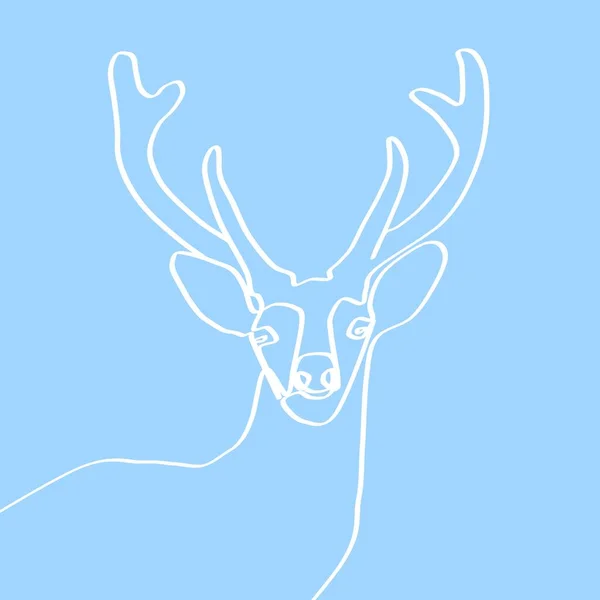 Ciervos Cabeza Ciervo Dibujada Con Una Sola Línea Una Imagen —  Fotos de Stock