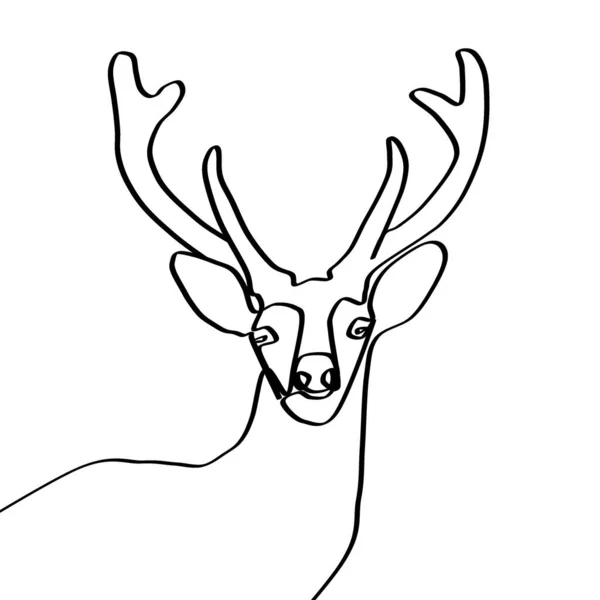 Deer Deer Head Drawn Single Line Image Christmas Deer Festive — Stock Photo, Image