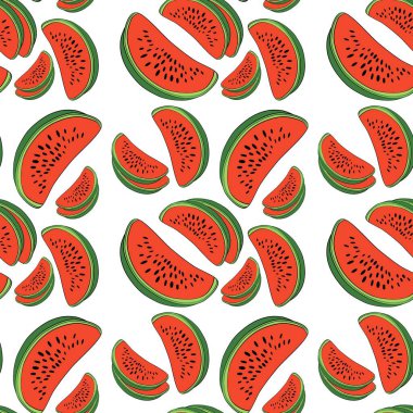 Karpuz. Çilek, karpuz. Karpuz dilimleri tasviri. Kartpostallar, afişler, kapaklar, albümler, mobil ekran koruyucular, hatıra defterleri, reklamlar, bloglar. Kusursuz desen