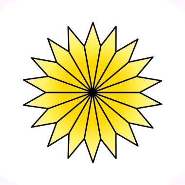 Güneşin soyut çizimi. Güneşin şematik temsili. Güneş Simgesi