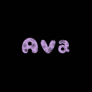 The female name is Ava. Background with the inscription - Sofia. A postcard for Ava. Congratulations for Ava