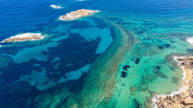 Yunanistan 'ın Tigania plajındaki hava manzarası.