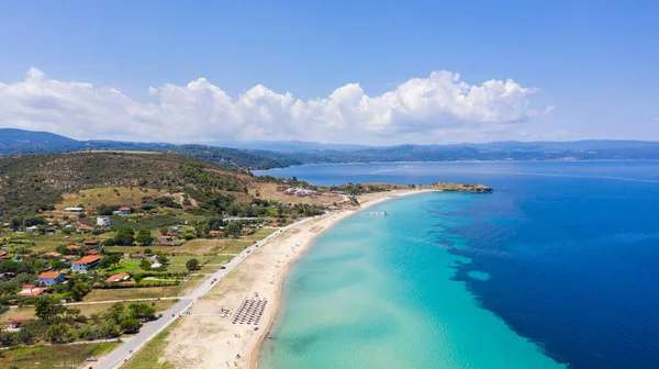 Kunjungi Pantai Megah Yunani Pandangan Udara Dari Pemandangan Laut Yang — Stok Foto