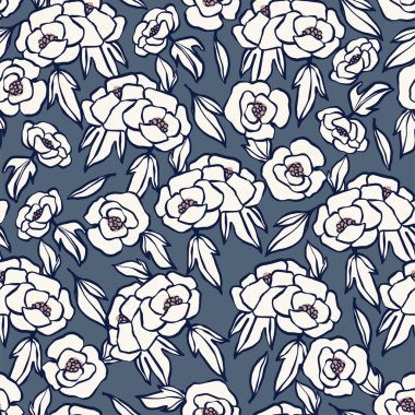 Vektör el fırça darbesi çizimi basit çiçek çizimi kusursuz tekrar desenli ev dekorasyonu moda kumaşı ve tekstil