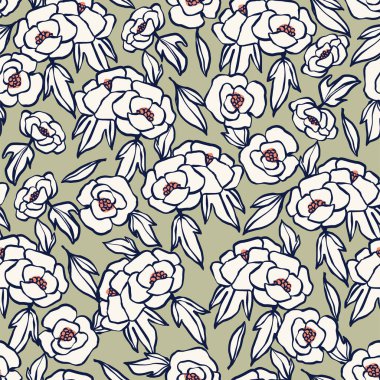 Vektör el fırça darbesi çizimi basit çiçek çizimi kusursuz tekrar desenli ev dekorasyonu moda kumaşı ve tekstil