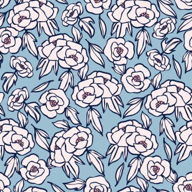 Vektör el fırça darbesi çizimi basit çiçek çizimi kusursuz tekrar desenli ev dekorasyonu moda kumaşı ve tekstil