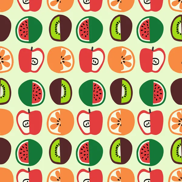 Aranyos Kézzel Rajzolt Zöldségek Gyümölcsök Illusztráció Zökkenőmentes Ismétlődő Minta Otthon — Stock Fotó