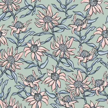 El yapımı Ayçiçeği çizimi kusursuz tekrarlanmayan desen kumaş ev dekorasyonu tekstil dijital sanat 