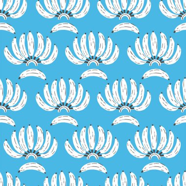 Vektör el yapımı retro muz çizimi kusursuz tekrarlama şablonu çocuklar moda kumaş ev dekoru dijital sanat eserleri