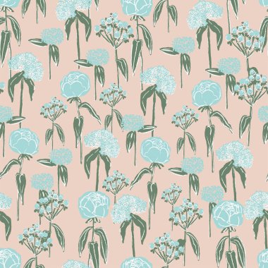 Vektör kalem retro çiçek çizimi kusursuz tekrarlanmayan desen desen kumaş ev dekorasyonu çizimi 