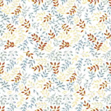 Vector vintage küçük yaprak dalları botanik illüstrasyon kusursuz tekrar desenli moda kumaş ev dekorasyonu tekstil dijital sanat eserleri 