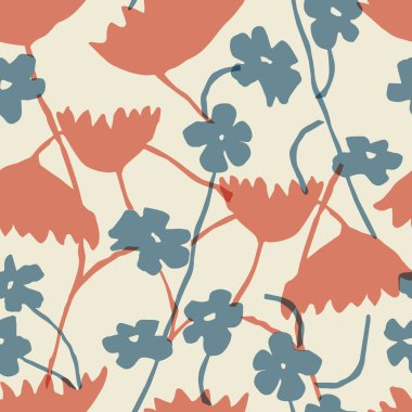 Vektör katmanlı çağdaş çiçek illüstrasyon motifi kusursuz tekrarlama motifi moda, ev dekoru kumaş baskı kumaşı