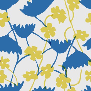 Vektör katmanlı çağdaş çiçek illüstrasyon motifi kusursuz tekrarlama motifi moda, ev dekoru kumaş baskı kumaşı