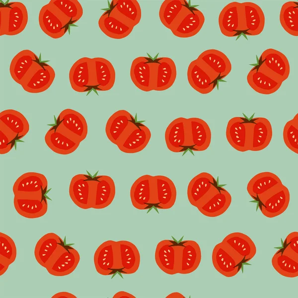 Vector Retro Tomato Veggie Illustration Motif Seamless Repeat Pattern Kids — Stockvektor