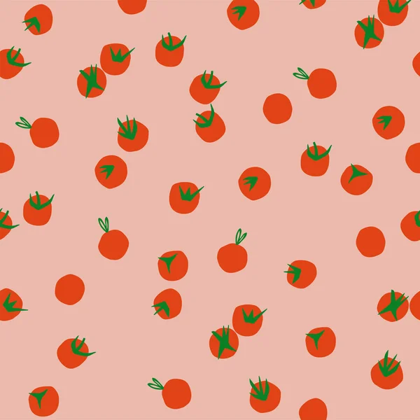 Vector Cute Mini Tomato Illustration Motif Seamless Repeat Pattern Fashion — Stockvektor