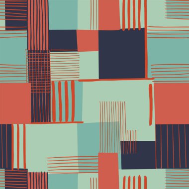 Çizgili çizgileri olan vektör retro renkli kontrol. Kusursuz tekrar moda. ve ev mutfak dekoru. Kumaş baskı dijital sanat eseri.