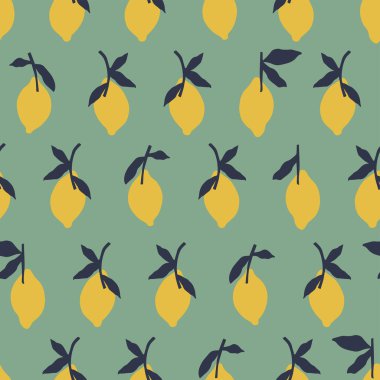 Vektör retro renkli limon rengi illüstrasyon motifi pürüzsüz tekrar motifi moda mutfak baskı kumaş dijital sanat eseri