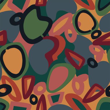 Vektör el çizimi soyut şekiller kolaj illüstrasyon motifsiz tekrarlanmayan moda ev yapımı kumaş baskı tekstil dijital sanat eserleri