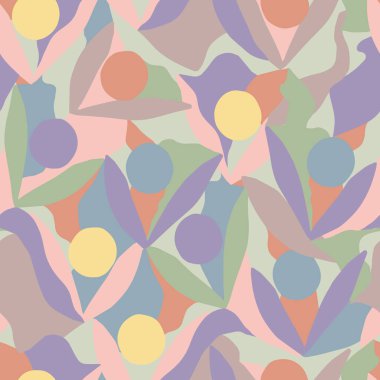 Vektör soyut yaprak katmanlı şekil illüstrasyon motifsiz tekrarlanmayan moda mutfak kumaşı tekstil dijital sanat eseri 