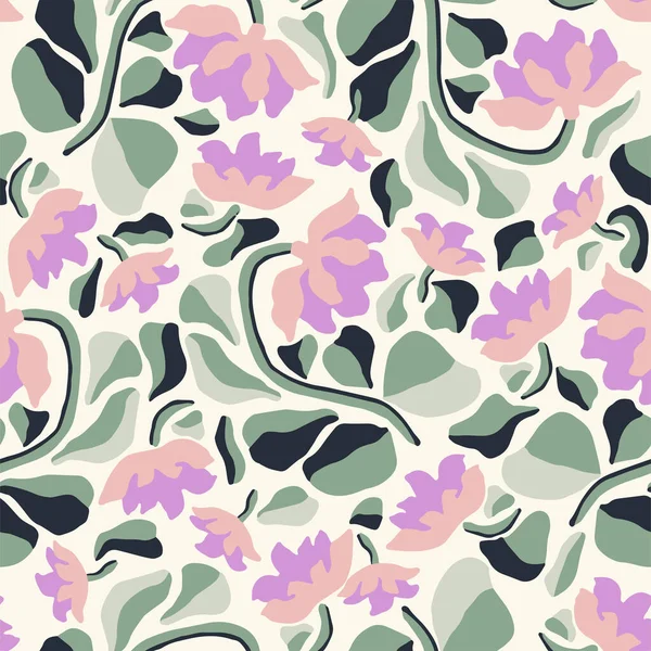 Vecteur Rétro Couleur Fleur Illustration Motif Sans Couture Motif Répétition — Image vectorielle