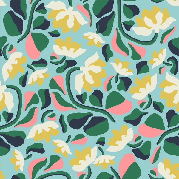 Vektör retro renk çiçek illüstrasyon motifi kusursuz tekrarlama motifi moda ve ev mutfak baskı kumaş dijital sanat eserleri