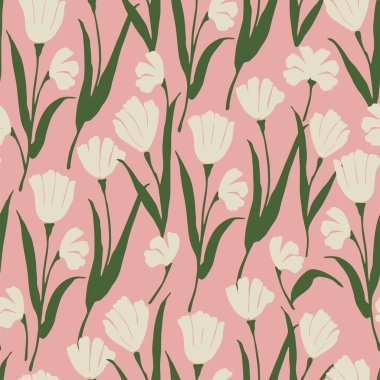 Vektör retro çiçek illüstrasyonu kusursuz tekrarlanmayan desen moda ve ev mutfak baskısı dijital sanat eseri