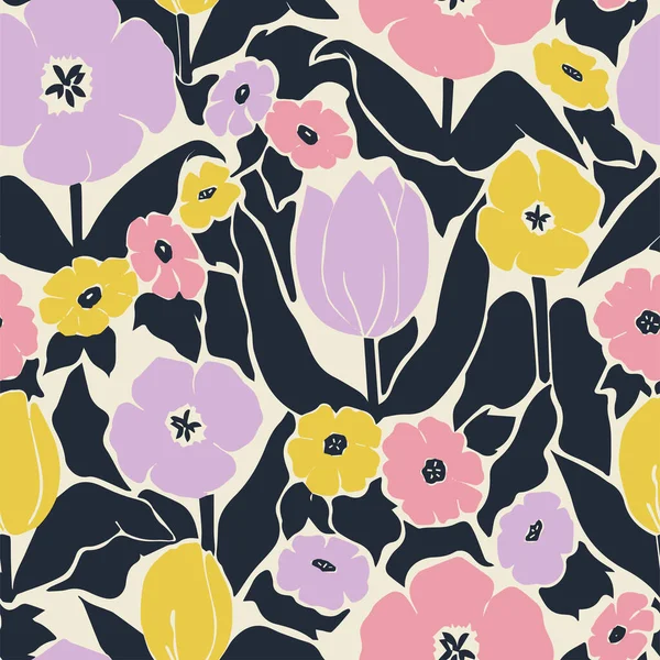 Vector Skandinavisches Design Blumen Illustration Nahtlose Wiederholung Patten Mode Und — Stockvektor