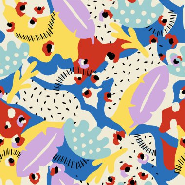 Vektör soyut doğası, tasvirlerden esinlenerek kusursuz tekrarlanmayan desenli moda desen desenli kumaş baskı dijital sanat eserleri oluşturur.