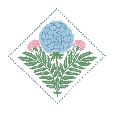 Vektör çiçek damasyonu resimli kaynak dijital sanat çalışması