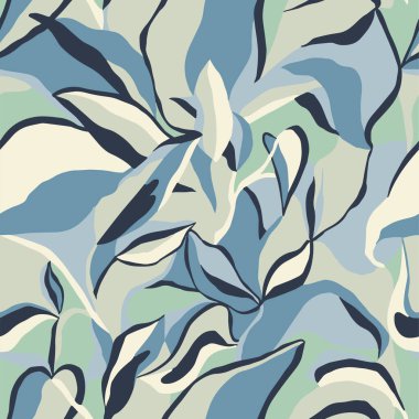 Vektör soyut yaprak ve modern şekiller çizim kusursuz tekrarlama desen moda ve ev dekoru dijital sanat eserleri