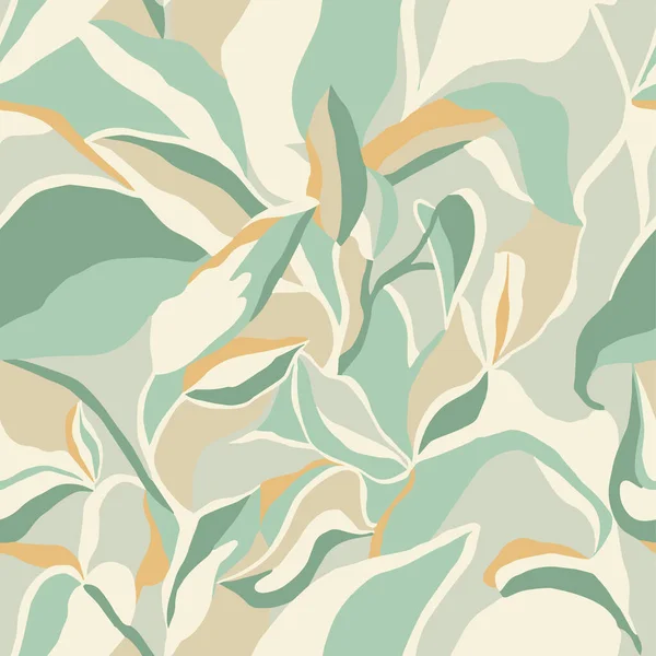 Vector Abstract Leaf Modern Shapes Drawing Illustration Seamless Repeat Pattern — Stockvektor