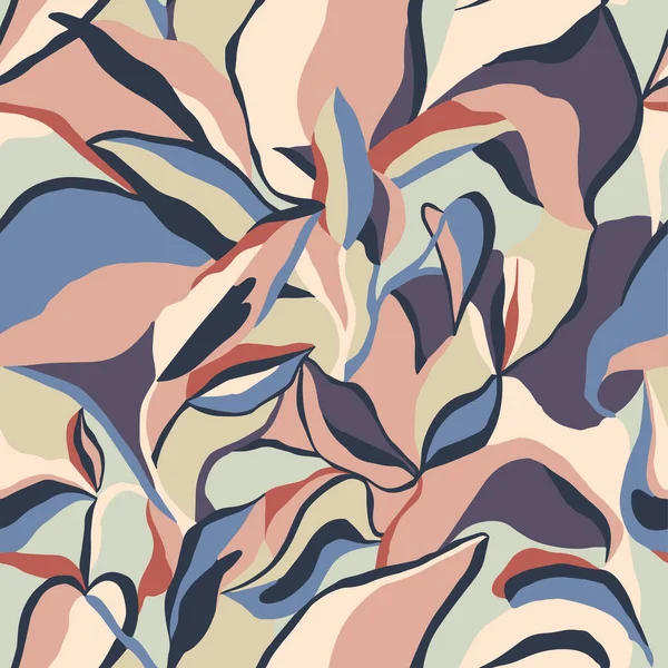 Vektör soyut yaprak ve modern şekiller çizim kusursuz tekrarlama desen moda ve ev dekoru dijital sanat eserleri