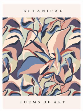 Vector abstract leaf and modern shapes layers illustration art print digital artwork 
