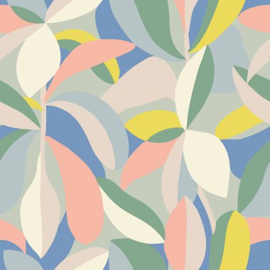 Vektör doğa soyut yaprak temalı çizim kusursuz tekrarlanmayan desen moda ve kumaş dijital sanat eserleri