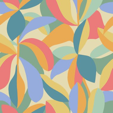 Vektör doğa soyut yaprak temalı çizim kusursuz tekrarlanmayan desen moda ve kumaş dijital sanat eserleri