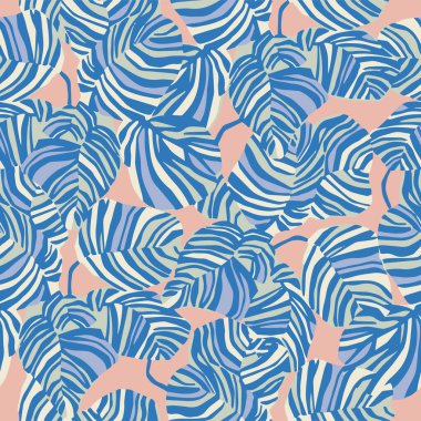 Vektör tropikal yaprak motifi çizimi kusursuz tekrarlanmayan desen ve ev dekoru kumaş baskı dijital sanat eserleri