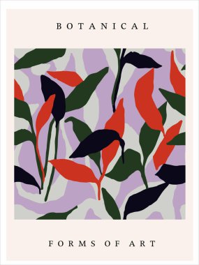 Vector leaf illustration contemporary art poster digital artwork