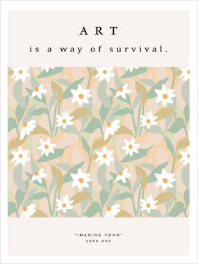 Vektör pastel rengi, dipsiz çiçek illüstrasyon sanat posterleri dijital sanat eserleri