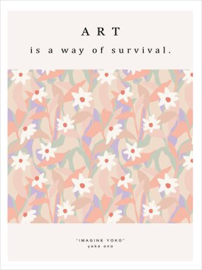 Vektör pastel rengi, dipsiz çiçek illüstrasyon sanat posterleri dijital sanat eserleri