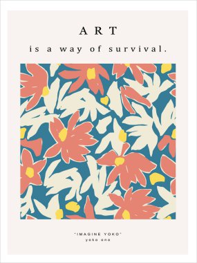 Vektör elle çizilmiş çiçek illüstrasyonu dijital sanat afişi