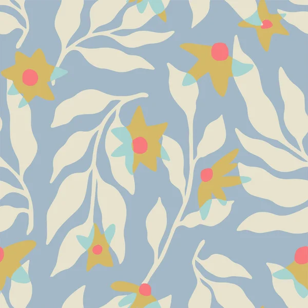 Vector Leaf Flower Layers Illustration Seamless Repeat Pattern Fashion Home — ストックベクタ