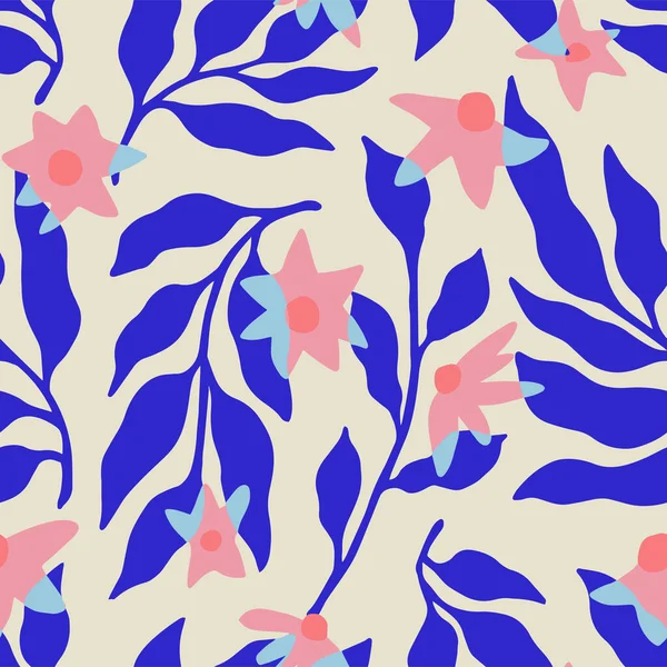 Vecteur Feuille Fleur Couches Illustration Sans Couture Motif Répétition Mode — Image vectorielle