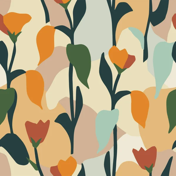 Vector Flower Illustration Seamless Repeat Pattern Fashion Home Decor Fabric — Stockvektor