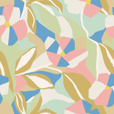 Vektör soyut katmanları çiçek illüstrasyonu kusursuz tekrarlama deseni 