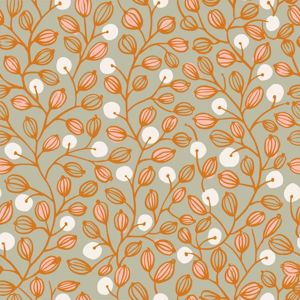 Vector Small Leaf Seed Illustration Seamless Repeat Pattern Fashion Home — стоковый вектор
