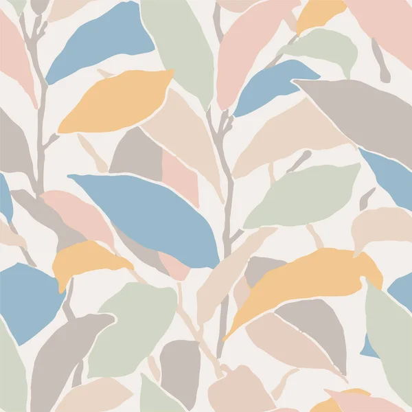 Vector Contemporary Art Leaf Illustration Seamless Repeat Pattern Fashion Home — Stockvektor