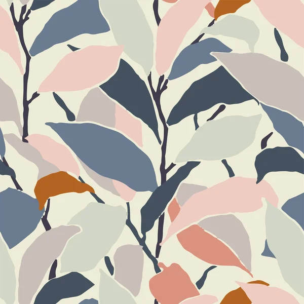 Vector Contemporary Art Leaf Illustration Seamless Repeat Pattern Fashion Home —  Vetores de Stock