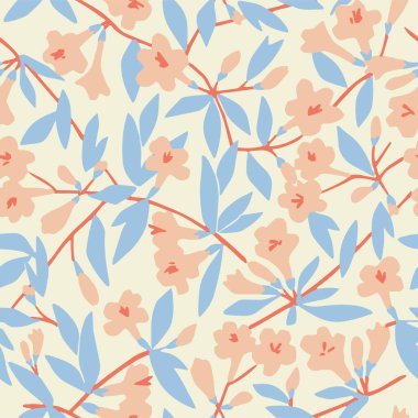 Vector cherry blossom illustration seamless repeat pattern