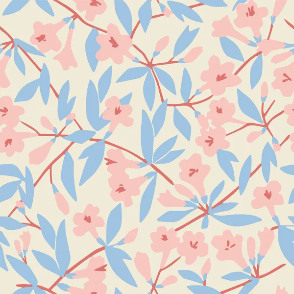 Vector Cherry Blossom Illustration Seamless Repeat Pattern — Stok Vektör